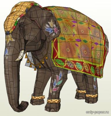Модель индийского слона из бумаги/картона