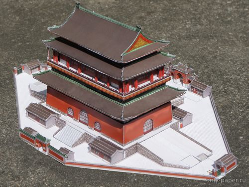 Модель барабанной башни в Пекине из бумаги/картона