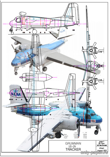 Модель самолёта Grumman US-2N Tracker из бумаги/картона