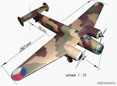 Сборная бумажная модель / scale paper model, papercraft Бомбардировщик Fokker T5 