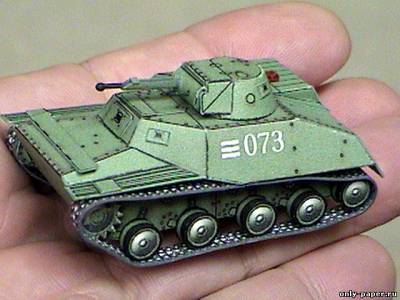 Модель легкого танка Т-40 из бумаги/картона