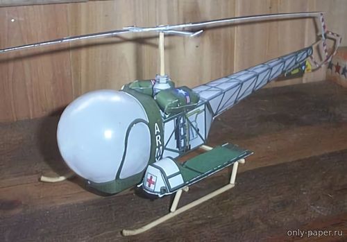Сборная бумажная модель / scale paper model, papercraft Bell-H13 Sioux (Fiddlers Green) 