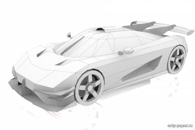 Модель автомобиля Koenigsegg One Ghost из бумаги/картона
