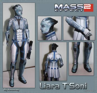 Сборная бумажная модель / scale paper model, papercraft Лиара Т'Cони / Liara T Soni (Mass Effect 2) 