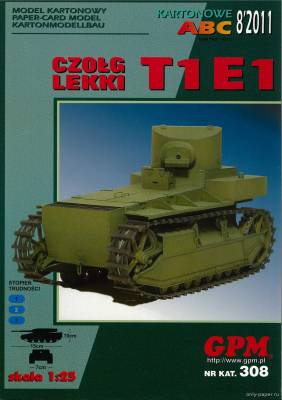 Модель легкого танка T1E1 из бумаги/картона