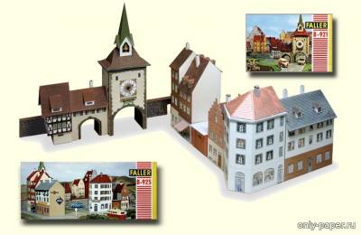 Сборная бумажная модель / scale paper model, papercraft Городок - здания для диорам 