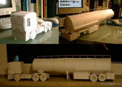 Сборная бумажная модель / scale paper model, papercraft Scania Truck + Tank Trailer 