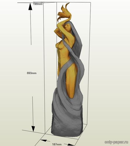 Модель статуи богини Дибеллы из бумаги/картона