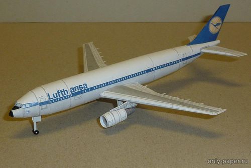 Сборная бумажная модель / scale paper model, papercraft Airbus A300-600 Lufthansa (Bruno VanHecke) 