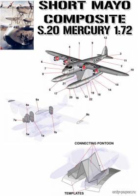 Модель гидросамолета Short S.20 Mercury из бумаги/картона