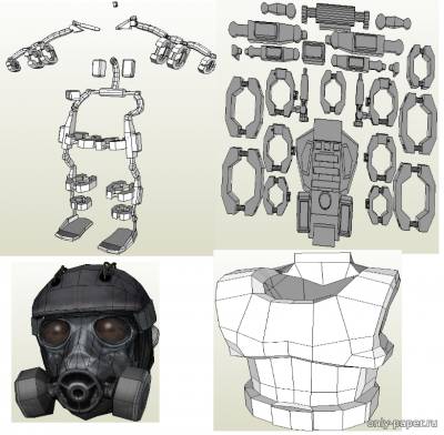 Сборная бумажная модель / scale paper model, papercraft S.T.A.L.K.E.R. - Life Size Exoskeleton's Armor 