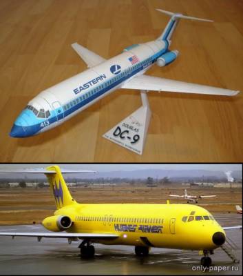 Сборная бумажная модель / scale paper model, papercraft Douglas DC-9 Eastern Airlines, Hawaiian Airlines, Airwest [Fiddlers Green] 