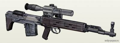 Модель снайперской винтовки укороченной (СВУ) из бумаги/картона