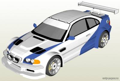 Модель автомашины BMW M3 GTR из бумаги/картона