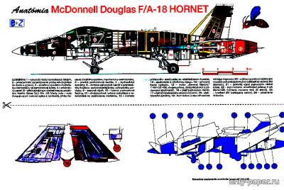 Сборная бумажная модель / scale paper model, papercraft Mcdonell Douglas F/A-18 Hornet [Elektrón-Zenit 1993-07-08] 