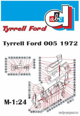 Модель болида Tyrrell Ford 005 из бумаги/картона