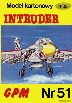 Модель самолета A-6 Intruder из бумаги/картона