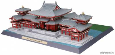 Модель буддийского храма Бёдо-ин из бумаги/картона