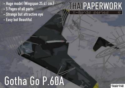 Сборная бумажная модель / scale paper model, papercraft Gotha Go P.60A (ThaiPaperwork) 