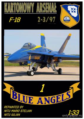 Сборная бумажная модель / scale paper model, papercraft F/A-18C Hornet Blue Angels  (Перекрас Halinski KA 2-3/1997) 