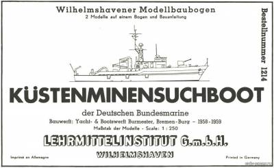 Сборная бумажная модель / scale paper model, papercraft Kustenminensuchboot (WHM 1214) 