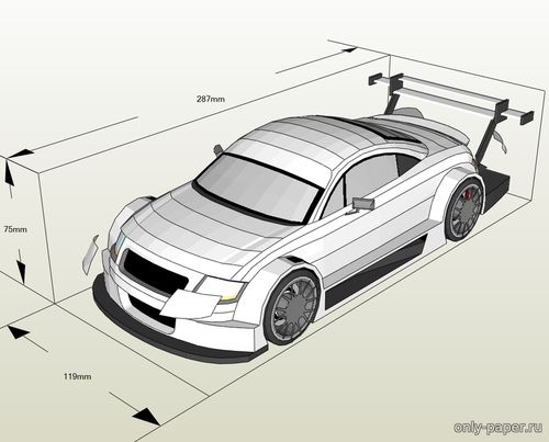 Модель автомашины Audi TT DTM из бумаги/картона