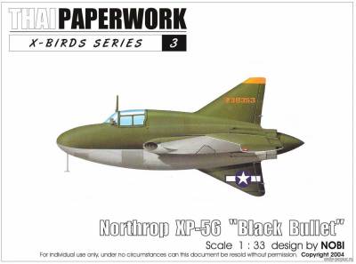Сборная бумажная модель / scale paper model, papercraft Northrop XP-56 "Black Bullet" (ThaiPaperwork) 