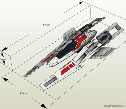 Сборная бумажная модель / scale paper model, papercraft Human Fighter (Mass Effect 2) 