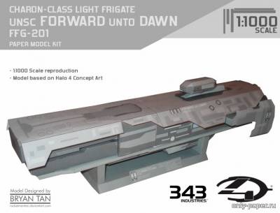Сборная бумажная модель / scale paper model, papercraft UNSC Forward Unto Dawn Light Frigate (Halo 4) 