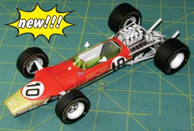 Сборная бумажная модель / scale paper model, papercraft Lotus 49 - Graham Hill - Spanish GP Jarama (1968) Forum Team 