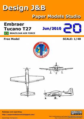 Сборная бумажная модель / scale paper model, papercraft Embraer Tucano T-27 (Design J&B) 