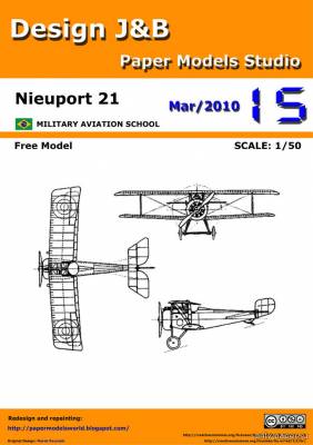 Сборная бумажная модель / scale paper model, papercraft Nieuport 21 (Design J&B) 
