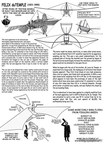 Модель самолета Феликса дю Тампля из бумаги/картона