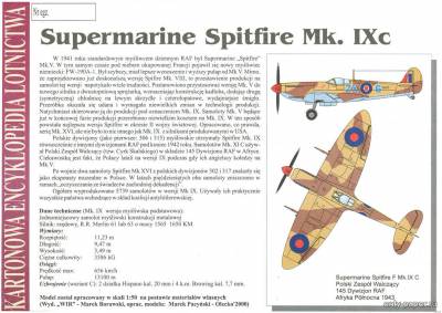 Сборная бумажная модель / scale paper model, papercraft Supermarine Spitfire Mk. IXc (KEL 024) 