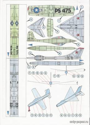 Сборная бумажная модель / scale paper model, papercraft Thunderjet XP-84,SU-9 (ABC 1991-18) 