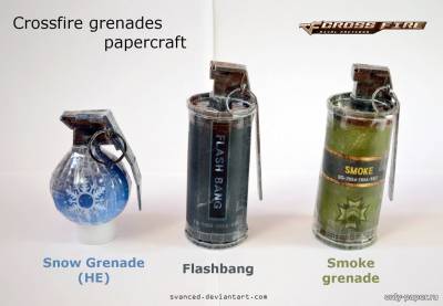 Сборная бумажная модель / scale paper model, papercraft Crossfire - Non-Lethal Grenades 