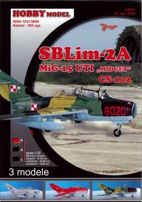 Сборная бумажная модель / scale paper model, papercraft SBLim-2A, MiG-15UTI, CS-102 (Hobby Model 103) 