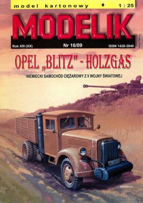Сборная бумажная модель / scale paper model, papercraft Opel "Blitz" - Holzgas (Modelik 16/2009) 