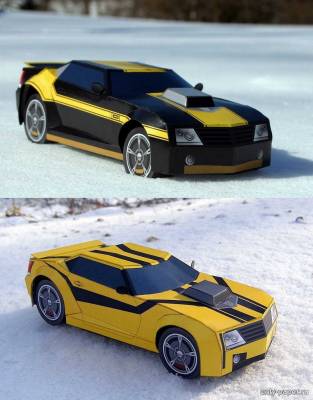 Модель автомобиля-трансформера Bumblebee из бумаги/картона