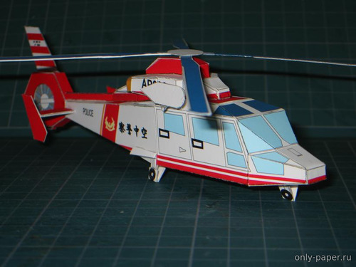 Модель вертолета Eurocopter AS365 Dauphin 2 из бумаги/картона