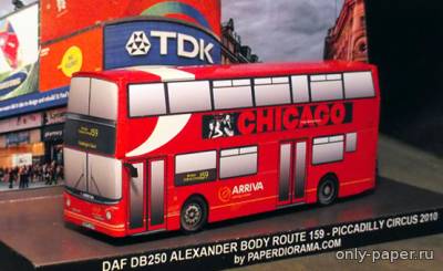 Модель двухэтажного Лондонского автобуса DAF DB 250 из бумаги/картона