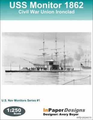 Модель броненосца USS Monitor 1862 из бумаги/картона