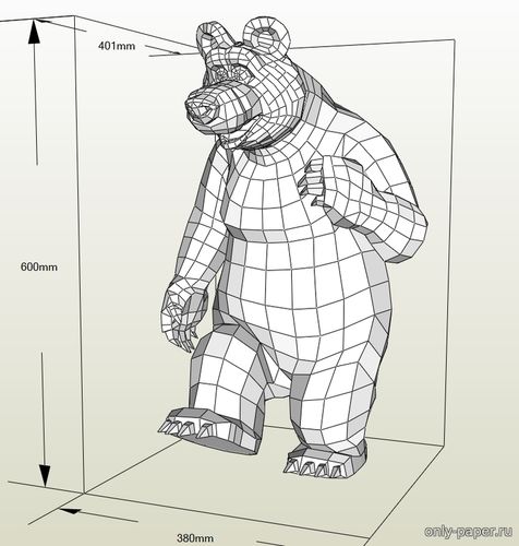 Модель медведя из бумаги/картона