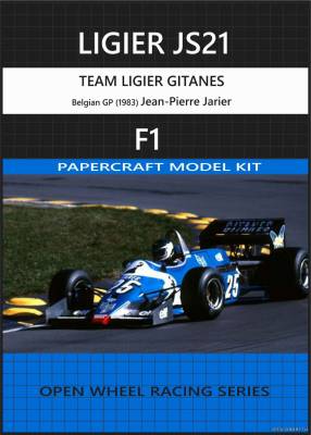 Сборная бумажная модель / scale paper model, papercraft Ligier JS21 - Jean-Pierre Jarier - Belgian GP (1983) 