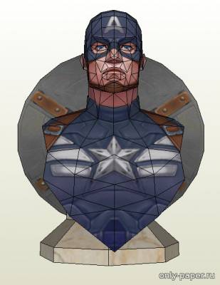 Сборная бумажная модель / scale paper model, papercraft Бюст Капитана Америки / Captain America Bust 