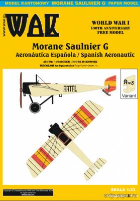 Сборная бумажная модель / scale paper model, papercraft Morane Saulnier G Aeronáutica Española / Spanish Aeronautic [Перекрас Wak E-001] 