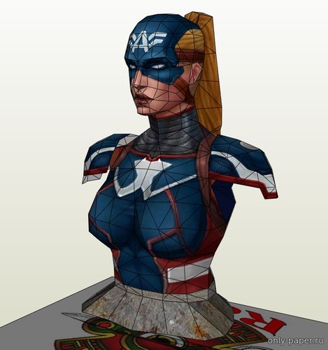 Модель бюста Мисс Капитан Америка из бумаги/картона