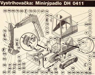 Модель гусеничного экскаватора Minirypadlo DH 0411 из бумаги/картона