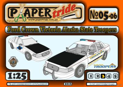 Сборная бумажная модель / scale paper model, papercraft Ford Crown Victoria 2003 Alaska State Troopers (Paper Tride 05-06) 