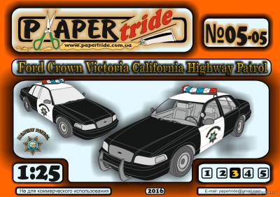 Сборная бумажная модель / scale paper model, papercraft Ford Crown Victoria 2003 California Highway Patrol (Paper Tride 05-05) 